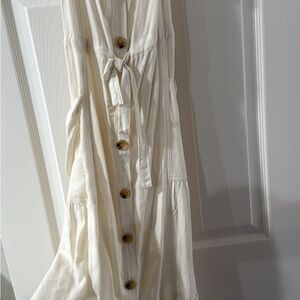 Lovestitch Cream Buttoned Tie Front Sundress